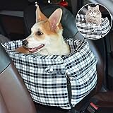 Material: el asiento de coche para perros está fabricado en poliéster de alta calidad y esponja, antimordeduras y resistente a los arañazos. Relleno de esponja suave, resistente al desgaste y mantiene a tu mascota caliente y acogedora.