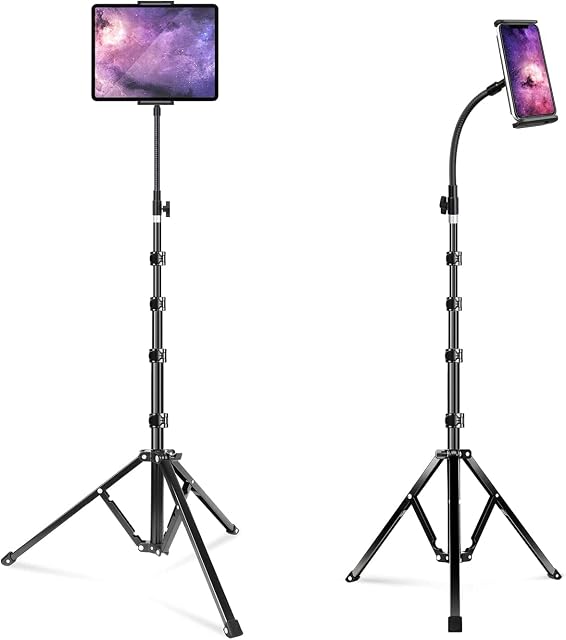 Luxtude iPad Stand, Stronger Gooseneck iPad Tripod Stand, 72inch Adjustable Floor iPad Pro Stand & iPad Holder Stand for Watching, for iPad Mini, Air, Pro 12.9, iPhone and 4.7-13 Tablets and Phones