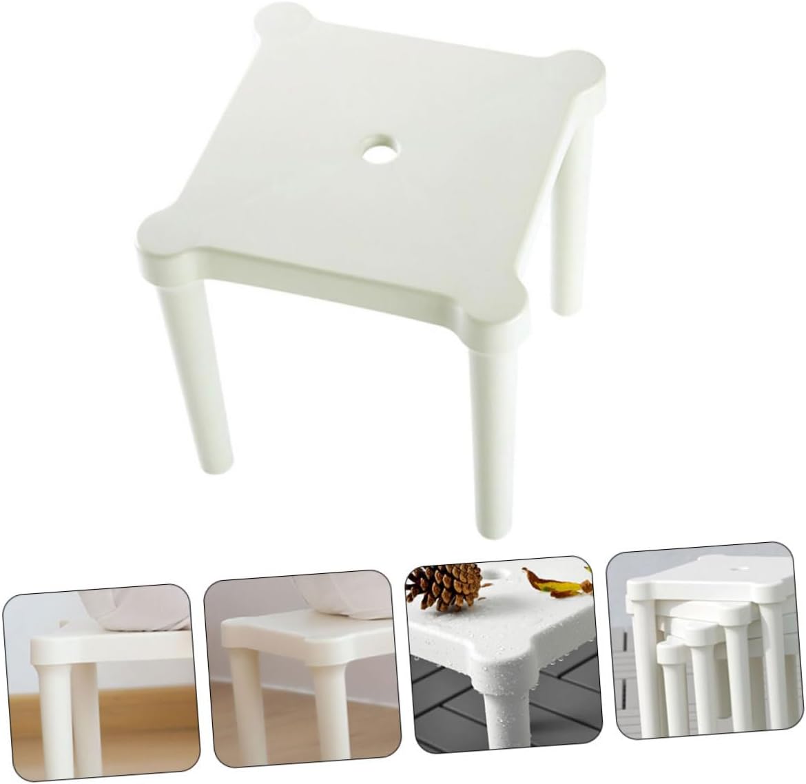 Cabilock Thick Plastic Removable Stool Portable Anti-Skid Low Chair for Boy Girl Compact White Design for Home Use Easy to Assemble and Store Comfortable Touch with Frosted Surface