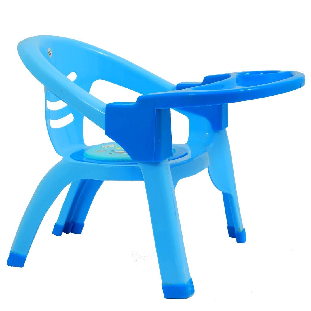 Nabhya Small Baby Chair with Safety Tray and Soft Cushion with Baby Whistle Sound-Random Color (Blue) 1
