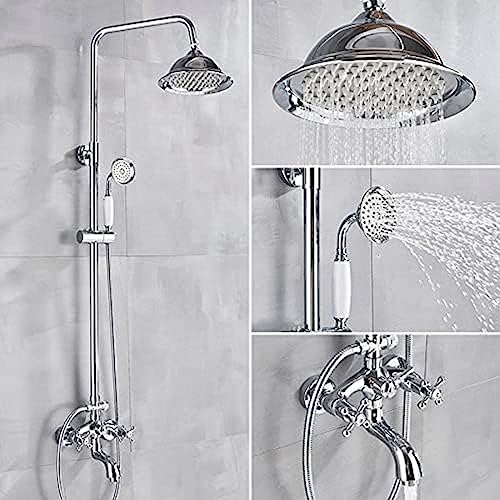 Mitigeur de baignoire mural avec kit de douche complet et pommeau 8 pouces effet pluie chrome