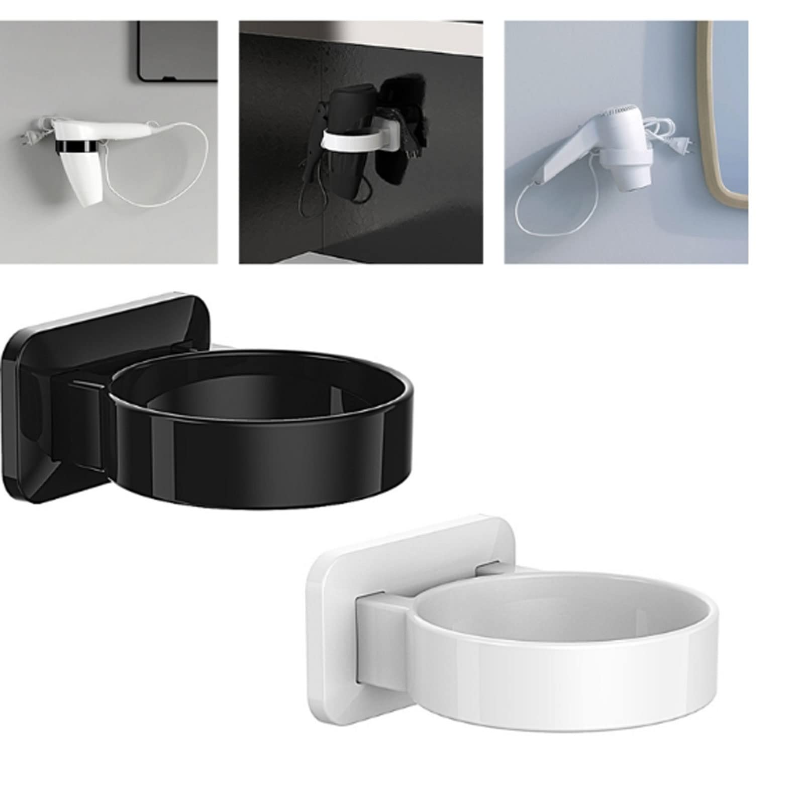 Asciugacapelli a Muro Addominali Asciugacapelli Spack Scaffale Bagno Scacco Deposito Asciugacapelli Supporto per asciugacapelli Forniture (Color : White)