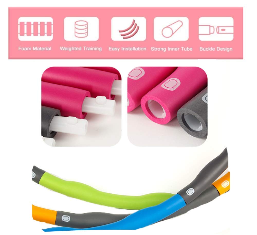 Hula Hoop zur Gewichtsreduktion, Reifen mit Schaumstoff ca 1 kg, Gewichten Einstellbar Breit 75-95 cm, Gewichten beschwerter Hula-Hoop-Reifen für Fitness (8 Knoten)… (paars + grijs)