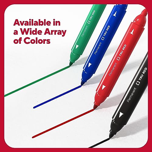 TRU RED Staples TR57828 Pen Permanent Markers, Twin Tip, Black/Red/Blue/Green, 4/Pack - Thumbnail 5