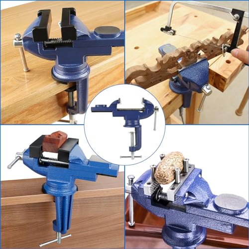 MUXHEL Vice 70mm, Bench Vice Clamp 360° Swivel Base Vices for Workbench, Heavy Duty Work Bench Clamp Table vice for Small DIY Craft Projects Sanding Drilling Welding-Blue 6 MUXHEL Vice 70mm, Bench Vice Clamp 360° Swivel Base Vices for Workbench, Heavy Duty Work Bench Clamp Table vice for Small DIY Craft Projects Sanding Drilling Welding-Blue - Image 6