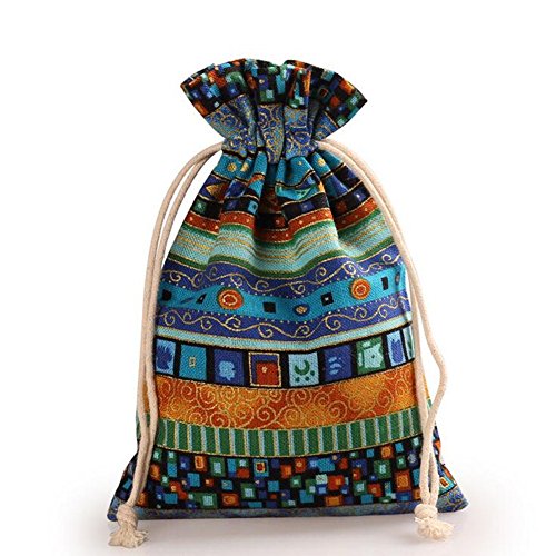 DH 10pcs Egyptian Style Jewelry Coin Candy Goodie Pouches Aztec Print Drawstring Gift Bag3