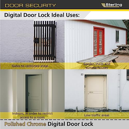 Sterling S2235PCV Türschloss, poliertes Drucktaster, digitales Code, Chrom