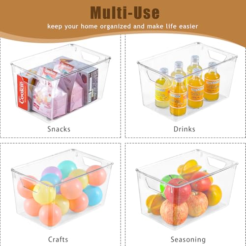 Image of 6 Pack Clear Storage Bins with Lids, 7 Quart Stackable Storage Boxes for Storage and Organization, Plastic Storage Containers with Lids, Plastic Bins with Handles for Office, Bedroom, Study Room
