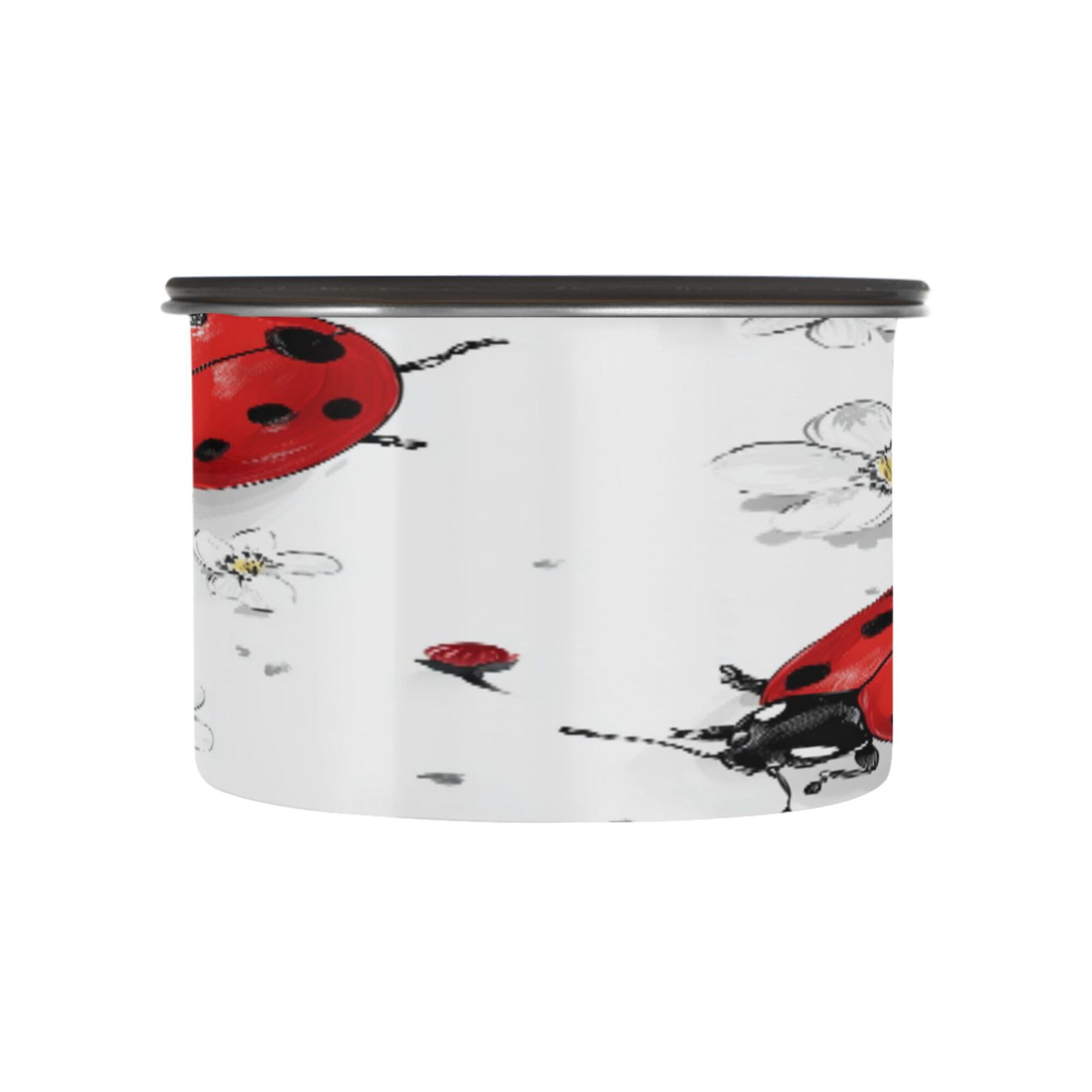 Storage Containers With Lids Stainless Steel Airtight Canisters Stackable Push Button Cereal Container 17oz Cartoon kawaii-style Lady Bug