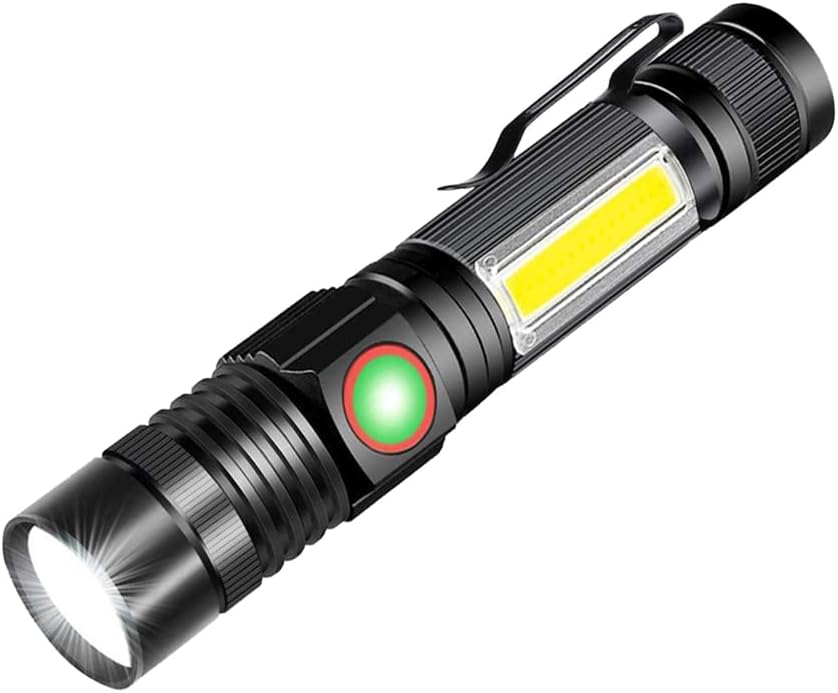 VASTFIREMini Flashlight with Pocket Clip 4.72 inch COB Sidelight Magnetic Base 2400mAh Battery USB Rechargeable Waterproof Torch for Outdoor Dog Walking Kids Gift Emergency