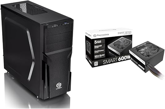 Thermaltake Versa H21 ATX Mid Tower Case and 600W 80 Plus Certified Active PFC Power Supply Computer Case and PSU Bundle