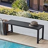 Puntogen Black Outdoor Bench, Outdoor Metal Backless Bench, 46' Patio Garden Bench for Outdoor, All Weather Outdoor Bench for Garden, Backyard, Porch, Black