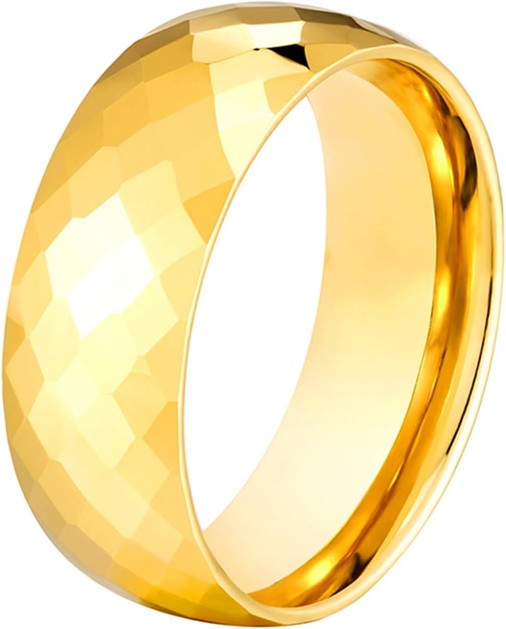 Epinki 8MM Women and Men Tungsten Ring, Gold Rhombus Polished Simple Jewelry Engagement Wedding Rings