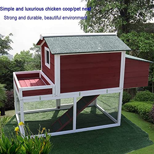 ACIYD Hühnerstall Villa Geflügelstall Kaninchenstall, Hühnermisch 62 Zoll Holz großes Heulenhaus Geflügelkäfig mit Lauf… – Bild 5