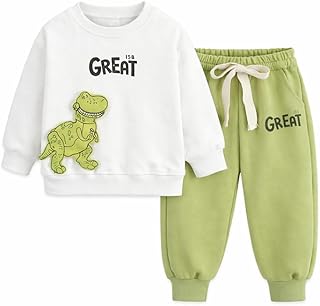 KiCO Kids Clothing Set Dinosaur Print Hosiery Cotton Sweatshirt and Pants Adjustable Rib 2 Months to 5 Years Price In India