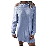 Zilosconcy Strickkleid Damen Knitted Dress Langarm Herbst Langarm Pullover Pullikleid Freizeitkleider Strickkleid Strickpulli Frauen Strickpullover Pulli Lang Festlich Winterkleid Pulloverkleid