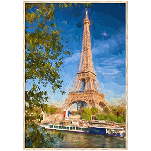 Art mural paysage urbain Tour Eiffel Paris avec cadre blanc 50x70 cm - 2