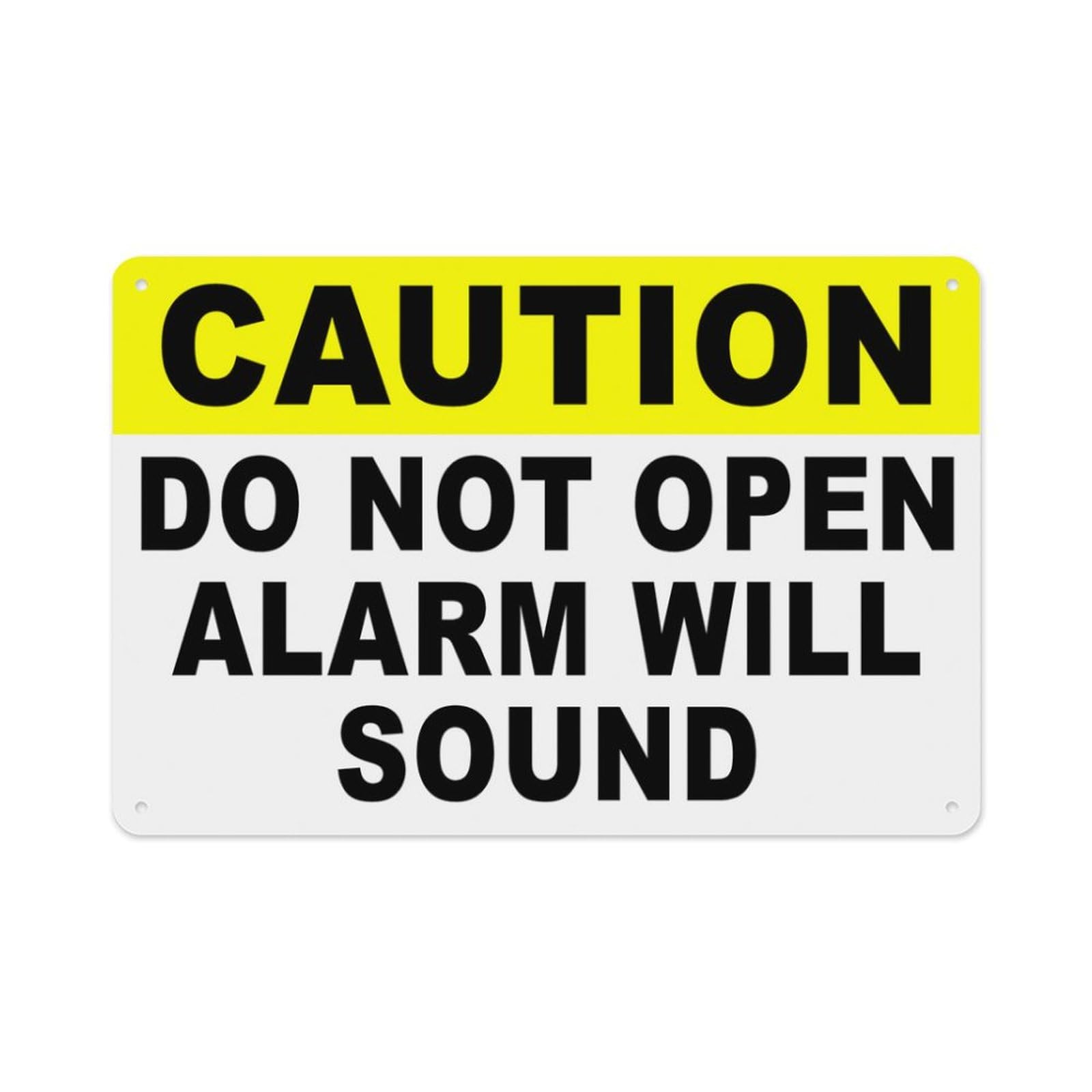 peiyeety Caution DoOpen Alarm Will Sound Sign Aluminum Tin Warning Signs for Home Outdoor Garden 12X16 Inches