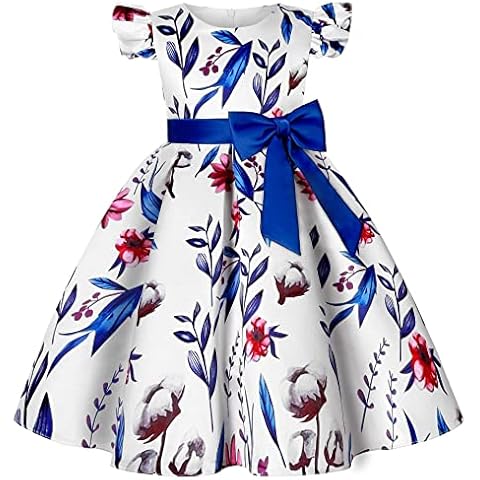 Cichic Girls Dresses for Party Kids Wedding Birthday Elegant Flower Girls Dress Prom Ball Gown 7-8 Years Blue Cover