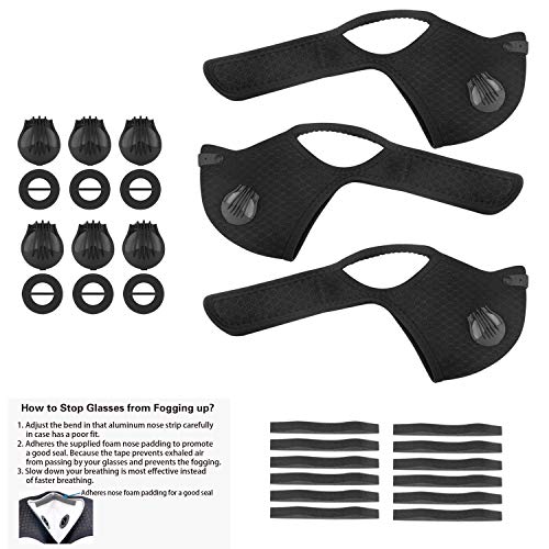 image for UBRU 3 Sets Sports Masks with 5-Layers Activated Carbon Filter Inside,