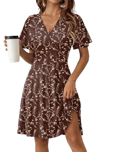 Image of Zeagoo Womens Summer Dresses Wrap V Neck Dress Floral A-Line Ruffle Sleeve Casual Sundress with Pockets 2026