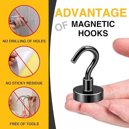 Image of DIYMAG Magnetic Hooks,85lbs Heavy Duty Magnets with Hook Black 8 Pack