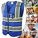 JKSafety Safety Vest for Men Women Hi Vis Vest with Pockets and Zipper Front Reflective High Visibility Vests Meet ANSI Standard Blue Color Extended Yellow Strips (BX320-Blue 2XL)