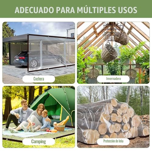 Lona impermeable transparente con ojales para aislar el viento exterior 8
