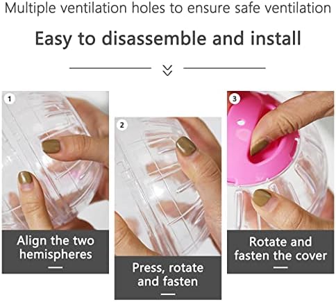 2 Pcs Dwarf Hamster Ball YIFANKJ Small Hamster Exercise Balls Transparent Hamster Ball Small Animal Activity Toy (Pink/Yellow)
