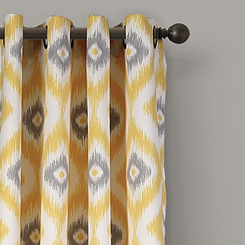 Lush Decor Light Filtering Window Curtain Panel Set, Yellow/Gray, 2 Count, Yellow, Gray, W 52" x L 84" (2 Panels) - Image 2