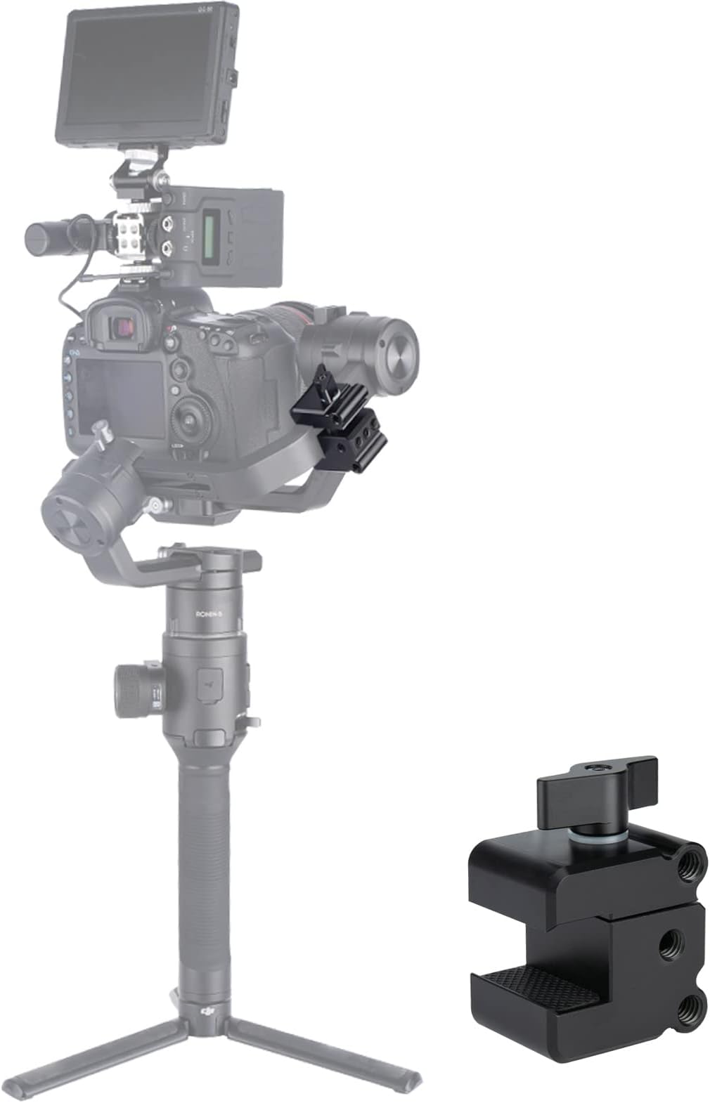 NICEYRIGGimbal Counterweight Mount, Adjustable Mouth Mounting Clamp for BMPCC 4K 6K Pro Heavy-sided Camera for DJI RS 3/RS 3 Pro/RS2/RSC2/Ronin S/SC and Zhiyun Crane Series - 323