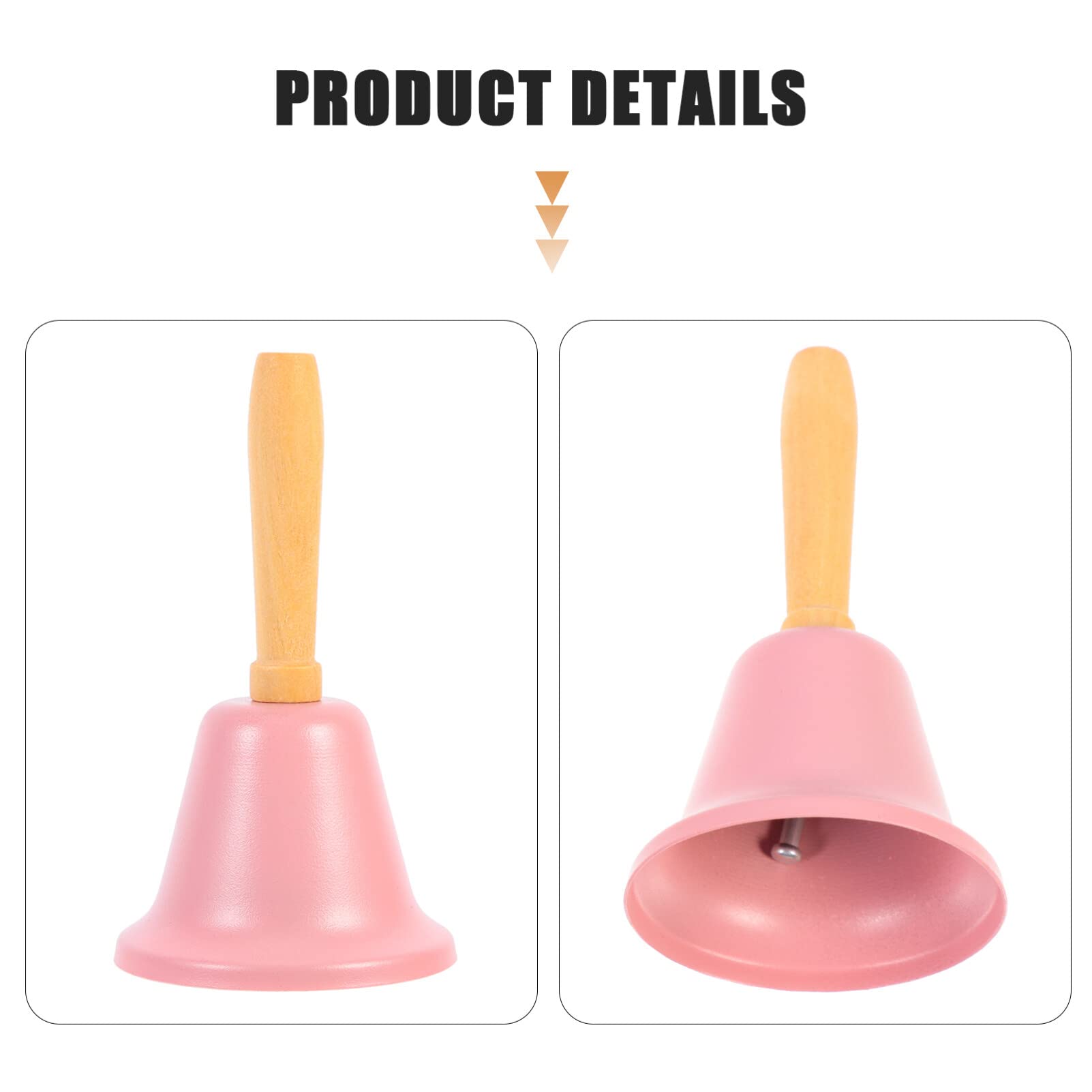 Christmas Hand Bell, Pink Dinner Handheld Ringing Bell with Wooden Handle, Service Hand Bells for Christmas Party Supplies - Image 4