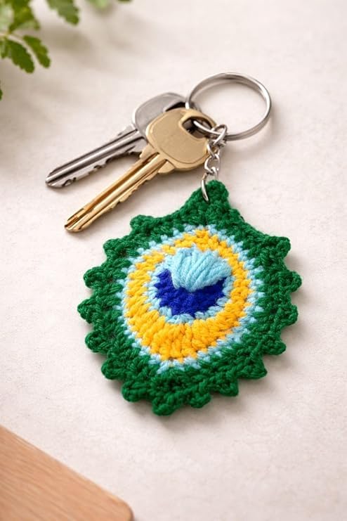 Image of Handmade Crochet Rose Flower Keychain for Women & Girls, Cute Red Flower Key Ring, Soft Yarn Knitted Charm, Romantic Gift, Bag Accessory, Car Key Holder, Aesthetic Handmade Gift