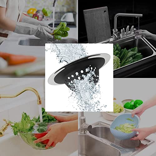 Image of Trifecta Kitchen Sink Strainer Food Catcher 2 PCs 4.5 inch Diameter, Flexible Silicone Kitchen Sink Drainers Traps Food Debris and Prevents Clogs, for Most Kitchen Sink Drains (Black - 2)
