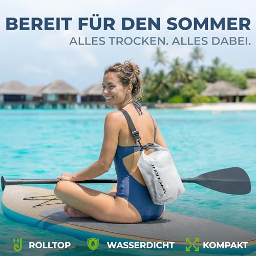 Nordlight Dry Bag 2L Wasserdichter Beutel - (Transparent) Wasserdichter Packsack Mit Roll Top Verschluss Und Schultergurt | Schwimmen, Baden, Strand, Kanu, Stand Up Paddling, Tauchen