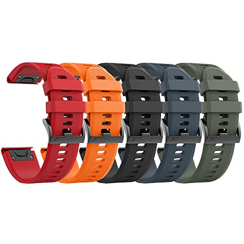 NotoCity Compatible with Forerunner 935 Watch Band Silicone Watch Strap Replacement for Fenix 5/Fenix 5 Plus/Fenix 6/Fenix 6 Pro/Forerunner 935/945/Approach S60/Quatix 5(Black/Slate/Red/Orange/Army)