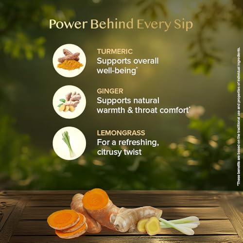 Image of VAHDAM, Turmeric Citrus Ginger Infusion - 36 Bags | Caffeine-Free | Supports Daily Throat Care | Individually Wrapped for Freshness | Turmeric, Cinnamon, Lemongrass, Cardamom, Ginger & Black Pepper