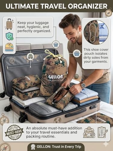 Image of Gellon Water Proof in Umbrella Cloth Shoes Bag for Travel & Storage Travel Organizer for Women & Men Travel Accessories Shoes Cover Pouch for Travel Essentials (Pixcel Multicolor, Pack of 1)