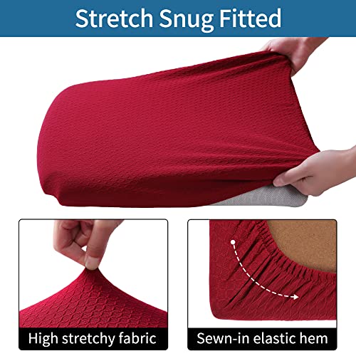 Smiry Seat Covers For Dining Room Chairs Stretch Jacquard Dining Room Chair Seat Covers Set Of 2, Wine Red #TOP1