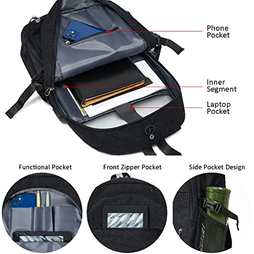 Allinone Basketball Backpack Bag For Laptop,Sports Soccer With Ball Compartment,Black #TOP3