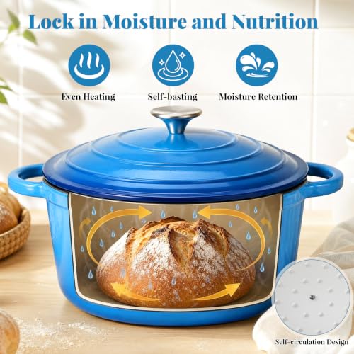 Image of LIFERUN 7Pcs Enameled Cast Iron Cookware Set, Cast Iron Pots and Pans Set