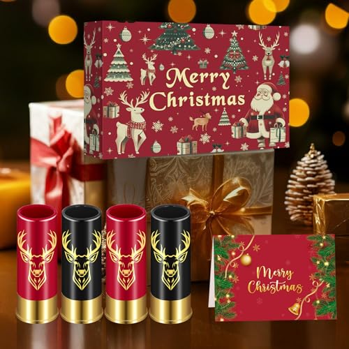 Deer Head Plastic Shot Glasses, Set of 4 with ChristmasGift Box, 12GA Stag Hunting Gifts - Image 2