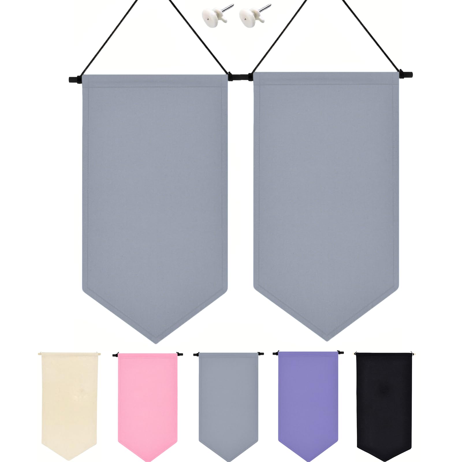 JEHANOIRY Wall Hanging Brooch Pin Organizer, Canvas Display Jewelry Storage Case, Pin Display Banner Holder for Earrings Necklace Glitter Pin Collection Organizer (2 Grey)