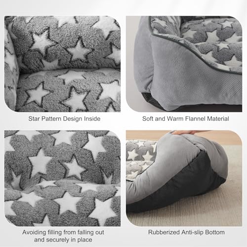 SIWA MARY Rectangle Dog Bed for Small Medium Dogs, Calming Dog Bed Small Size Dog, Orthopedic Dogs Sofa Bed, Washable Soft Calming Sleeping Soft Puppy Bed, Anti-Slip Bottom, Grey, S (20"x 19"x 6") - Image 3