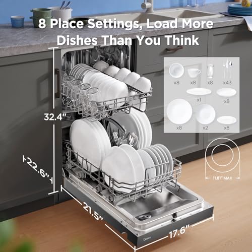 Midea MDF18A1ABB Built-In Dishwasher With 8 Place Settings thumb #2