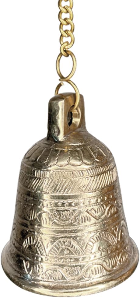 Brass Wall Hanging Bell with Chain and Hanging Hook for Home Mandir Temple Decorative I Puja Room… (XX Large)