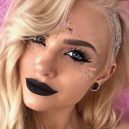 Meerjungfrau Gesicht Edelsteine Stick Schmuck für Frauen Cosplay Meerjungfrau Halloween Make-up Aufkleber Rave Party Geschenk für Kinder Gesicht Tattoo Konzert Dress-up Dekorationen (Gold)