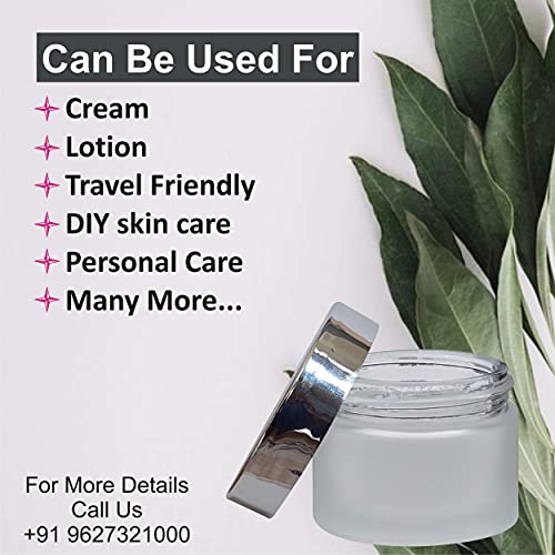 Image of Zenvista Empty Cosmetic Containers, Frosted Glass Jars, Small Containers for Cosmetics, Lip Balm Containers, Transparent Glass Jar with Silver Cap-50 gm (Pack of 3)