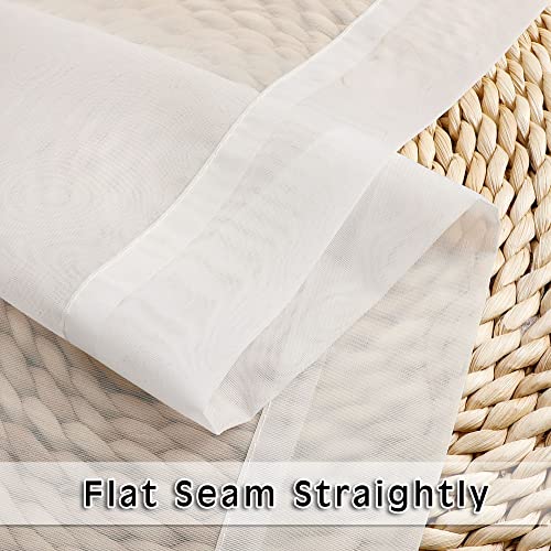 Image of OWENIE Sheer Curtains Ivory, 45 inch Long Light Filtering Tiers for Kitchen, Bedroom, Short Panels Rod Pocket 2 Panels, Cafe Curtains Small Window, 42 inch W x 45 inch L