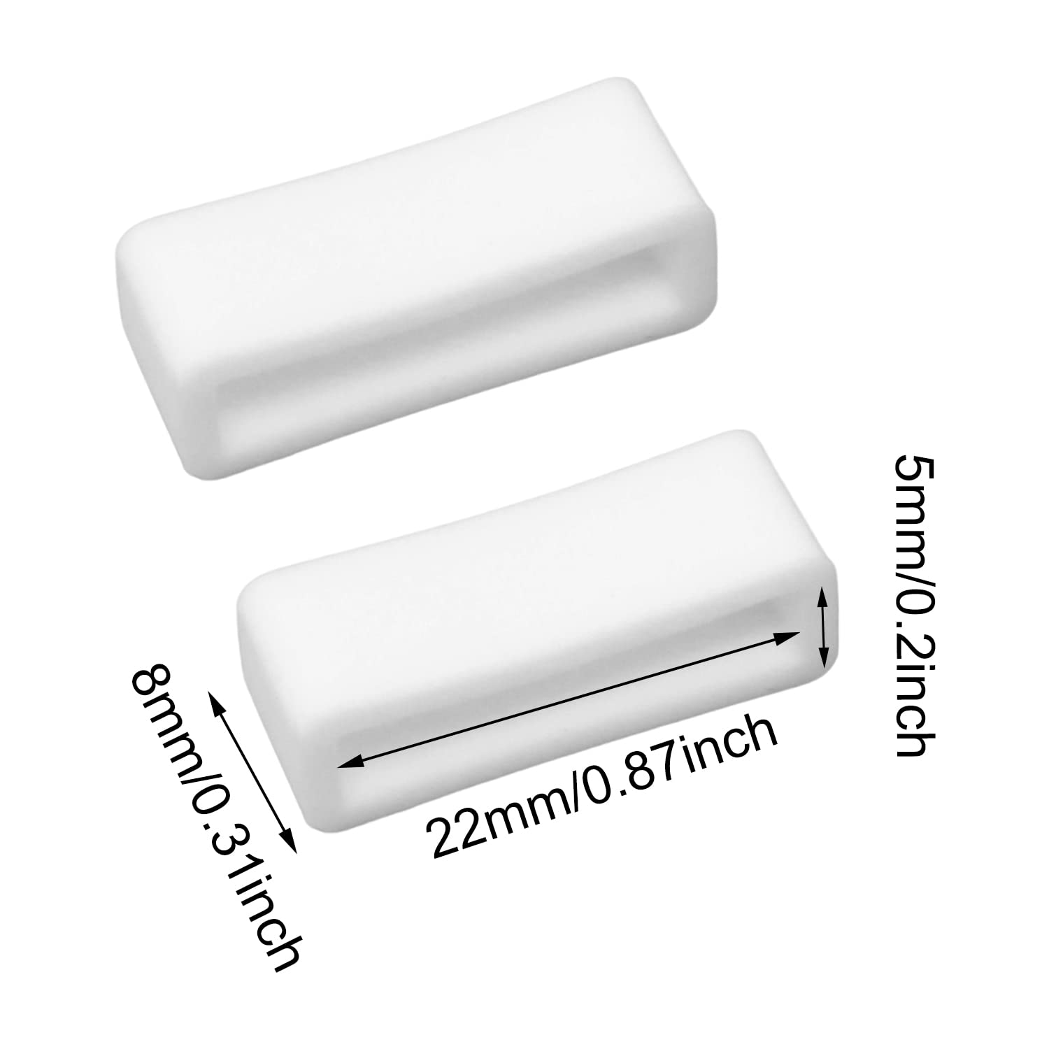 Honbay 4PCS 22mm Rubber Watch Band Loops Silicone Watch Strap Keeper Retainer Holder Ring Replacement (White)